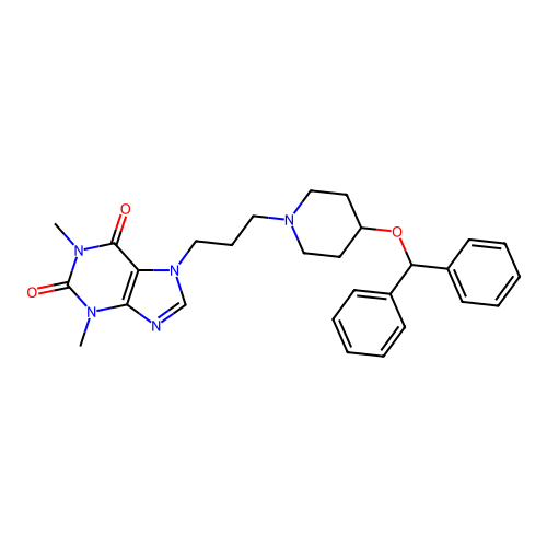 7-[3-(4-Benzhydryloxypiperidin-1-yl)propyl]-1,3-dimethylpurine-2,6-dione structure