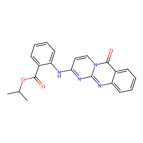 isopropyl 2-((6-oxo-6H-pyrimido[2,1-b]quinazolin-2-yl)amino)benzoate structure