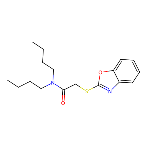 2-(1,3-benzoxazol-2-ylsulfanyl)-N,N-dibutylacetamide structure