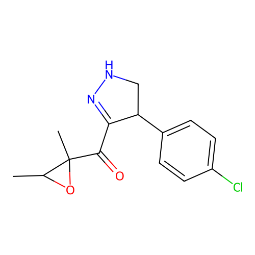 (4-(4-chlorophenyl)-4,5-dihydro-1H-pyrazol-3-yl)(2,3-dimethyloxiran-2-yl)methanone structure