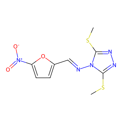 4H-1,2,4-Triazol-4-amine, 3,5-bis(methylthio)-N-((5-nitro-2-furanyl)methylene)- structure