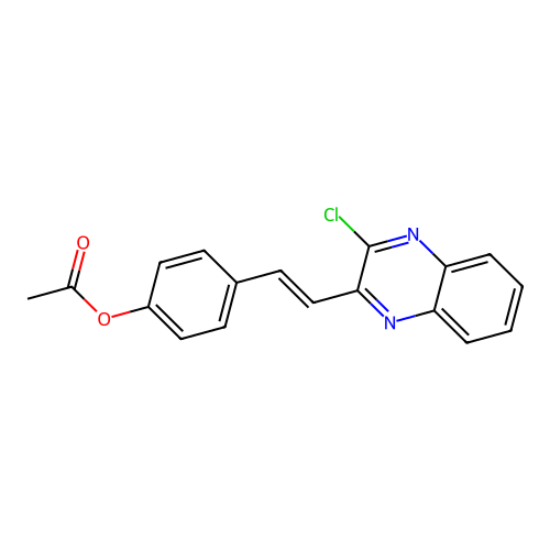 4-[(E)-2-(3-chloroquinoxalin-2-yl)ethenyl]phenyl acetate structure