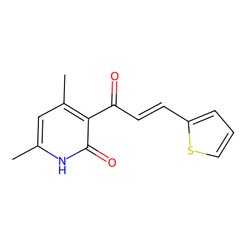 4,6-dimethyl-3-[3-(2-thienyl)acryloyl]-2(1H)-pyridinone structure