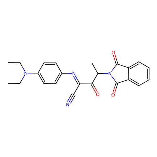 N-[4-(diethylamino)phenyl]-3-(1,3-dioxoisoindol-2-yl)-2-oxobutanimidoyl cyanide structure