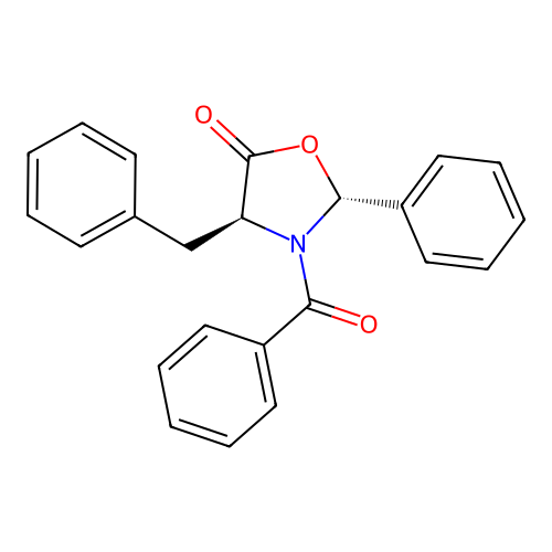 (2R,4S)-3-benzoyl-4-benzyl-2-phenyl-1,3-oxazolidin-5-one structure
