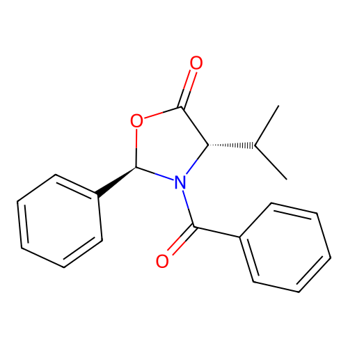 (2R,4S)-3-benzoyl-2-phenyl-4-propan-2-yl-1,3-oxazolidin-5-one structure
