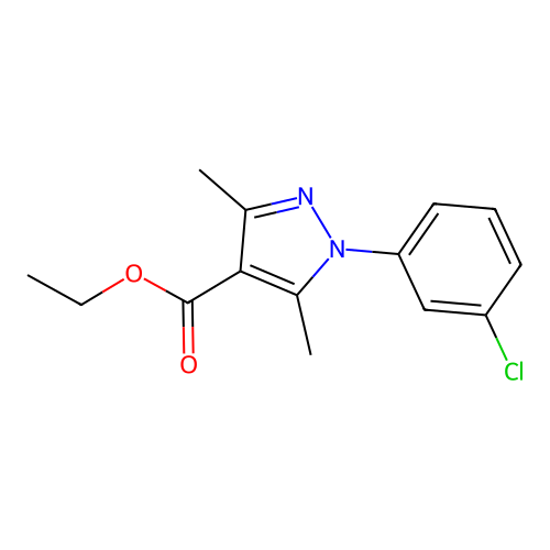 1-(3-chlorophenyl)-3,5-dimethyl-1H-pyrazole-4-carboxylic acid ethyl ester structure