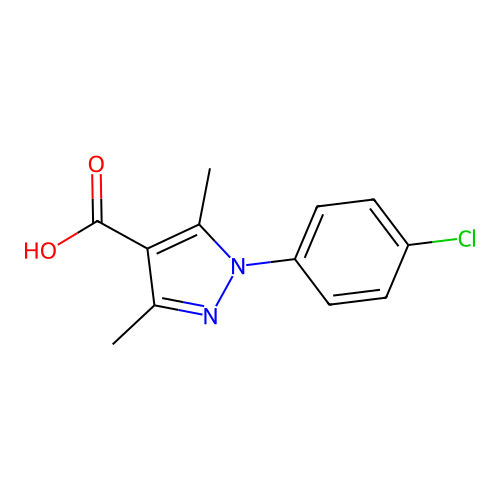 1-(4-chlorophenyl)-3,5-dimethyl-1H-pyrazole-4-carboxylic acid structure