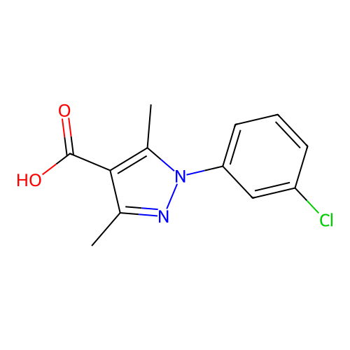 1-(3-chlorophenyl)-3,5-dimethyl-1H-pyrazole-4-carboxylic acid structure