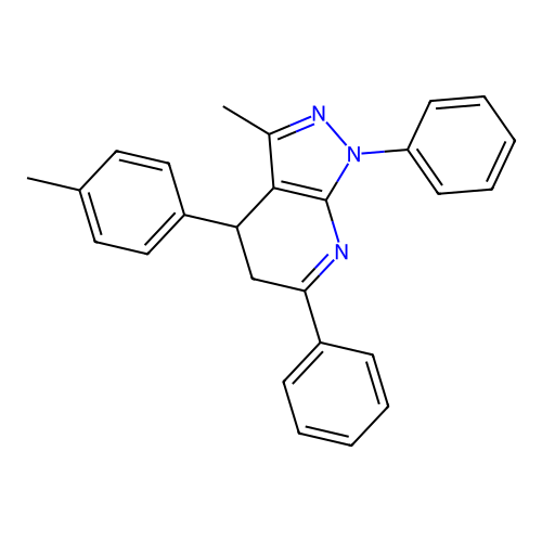 3-methyl-1,6-diphenyl-4-(p-tolyl)-4,5-dihydro-1H-pyrazolo[3,4-b]pyridine structure