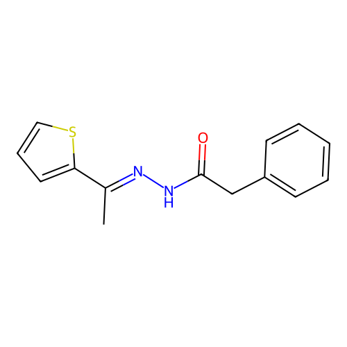 2-phenyl-N-[(E)-1-thiophen-2-ylethylideneamino]acetamide structure