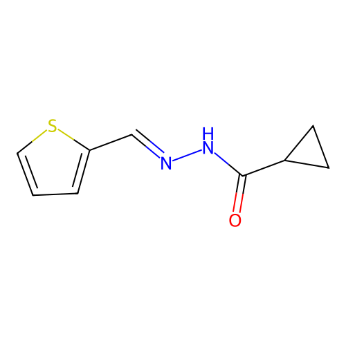 N'-((thiophen-2-yl)methylidene)cyclopropanecarbohydrazide structure
