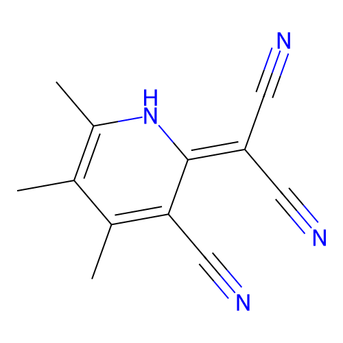 2-(3-cyano-4,5,6-trimethyl-1H-pyridin-2-ylidene)propanedinitrile structure