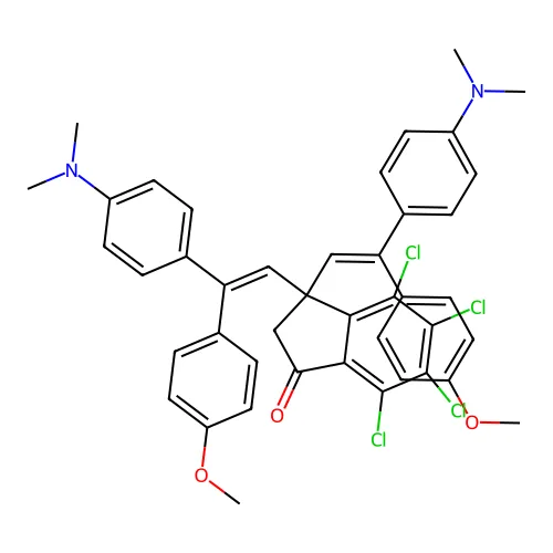 4,5,6,7-四氯-3,3-双[(Z)-2-[4-(二甲氨基)苯基]-2-(4-甲氧基苯基)乙烯基]-2H-茚-1-酮 structure