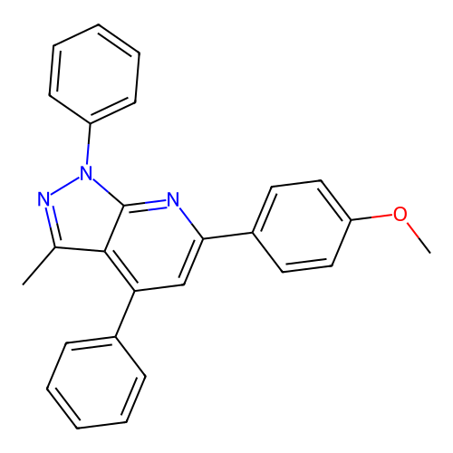 1H-Pyrazolo[3,4-b]pyridine, 6-(4-methoxyphenyl)-3-methyl-1,4-diphenyl- structure