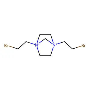 1,4-Bis(2-bromoethyl)-1,4-diazoniabicyclo[2.2.1]heptane structure