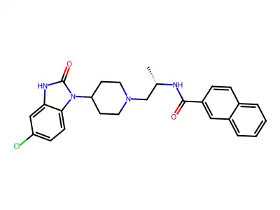 N'-(1-adamantyl)-N-[1-[(4-chlorophenyl)methyl]benzimidazol-2-yl]oxamide structure