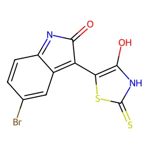 (5Z)-5-(5-bromo-2-oxo-1H-indol-3-ylidene)-2-sulfanylidene-1,3-thiazolidin-4-one structure