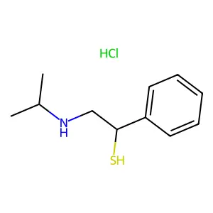 Benzenemethanethiol, alpha-(((1-methylethyl)amino)methyl)-, hydrochloride (1:1) structure
