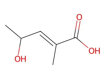 (E)-4-Hydroxy-2-methyl-pent-2-enoic acid structure
