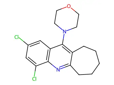 6H-Cyclohepta(b)quinoline, 7,8,9,10-tetrahydro-2,4-dichloro-11-(4-morpholinyl)- structure