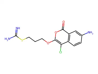 7-Amino-4-chloro-3-(3-isothiureidopropoxy)isocoumarin structure