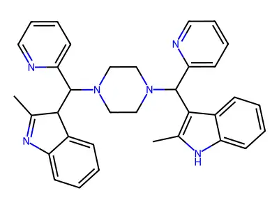1H-Indole, 2-methyl-3-[[4-[(2-methyl-3H-indol-3-yl)-2-pyridinylmethyl]-1-piperazinyl]-2-pyridinylmethyl]- structure
