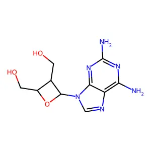 [(2R,3R,4R)-2-(2,6-diaminopurin-9-yl)-4-(hydroxymethyl)oxetan-3-yl]methanol structure