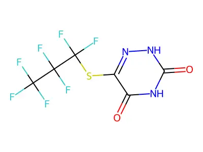 6-((perfluoropropyl)thio)-1,2,4-triazine-3,5(2H,4H)-dione structure