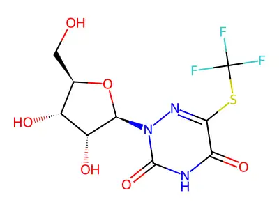 5-Trifluoromethylthio-6-azuridine structure