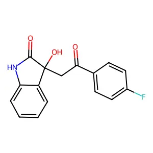 2H-indol-2-one, 3-[2-(4-fluorophenyl)-2-oxoethyl]-1,3-dihydro-3-hydroxy- structure