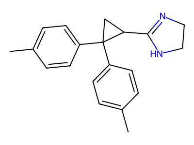 2-[2,2-bis(4-methylphenyl)cyclopropyl]-4,5-dihydro-1H-imidazole structure