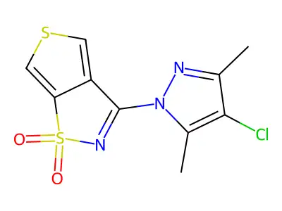 Thieno(3,4-d)isothiazole, 3-(4-chloro-3,5-dimethyl-1H-pyrazol-1-yl)-, 1,1-dioxide structure