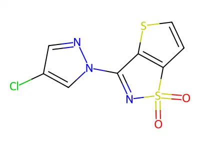 Thieno(2,3-d)isothiazole, 3-(4-chloro-1H-pyrazol-1-yl)-, 1,1-dioxide structure