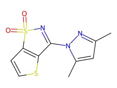 Thieno(2,3-d)isothiazole, 3-(3,5-dimethyl-1H-pyrazol-1-yl)-, 1,1-dioxide structure