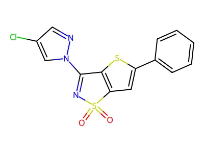 Thieno(2,3-d)isothiazole, 3-(4-chloro-1H-pyrazol-1-yl)-5-phenyl-, 1,1-dioxide structure