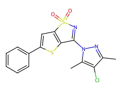 Thieno(2,3-d)isothiazole, 3-(4-chloro-3,5-dimethyl-1H-pyrazol-1-yl)-5-phenyl-, 1,1-dioxide structure