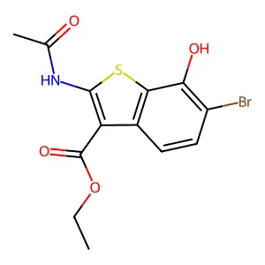 Ethyl 2-(acetylamino)-6-bromo-7-hydroxy-1-benzothiophene-3-carboxylate structure
