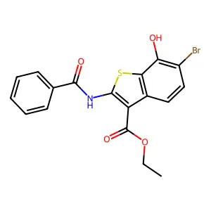 Ethyl 2-benzamido-6-bromo-7-hydroxy-1-benzothiophene-3-carboxylate structure