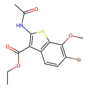 Ethyl 2-(acetylamino)-6-bromo-7-methoxy-1-benzothiophene-3-carboxylate structure
