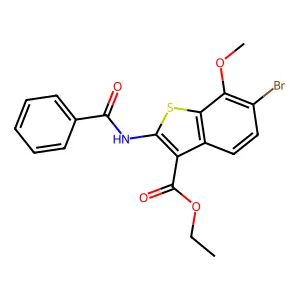 Ethyl 2-(benzoylamino)-6-bromo-7-methoxy-1-benzothiophene-3-carboxylate structure