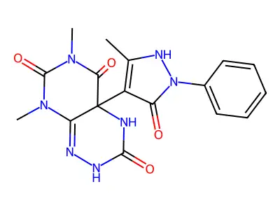 Pyrimido(5,4-e)-1,2,4-triazine-3,5,7(6H)-trione, 2,4,4a,8-tetrahydro-4a-(2,5-dihydro-3-methyl-5-oxo-1-phenyl-1H-pyrazol-4-yl)-6,8-dimethyl- structure