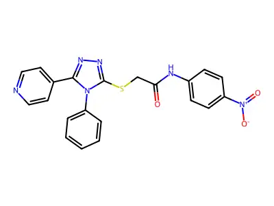N-(4-Nitrophenyl)-2-((4-phenyl-5-(pyridin-4-yl)-4H-1,2,4-triazol-3-yl)thio)acetamide structure