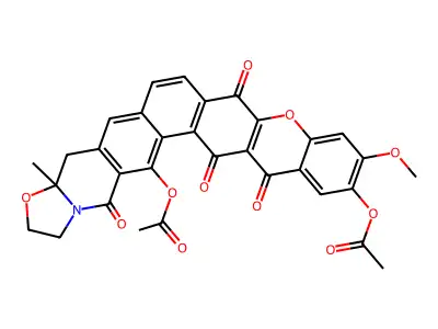 (1)Benzopyrano(2',3':6,7)naphth(2,1-g)oxazolo(3,2-b)isoquinoline-8,14,15,17-tetrone, 1,2,3a,4-tetrahydro-12,16-bis(acetyloxy)-11-methoxy-3a-methyl- structure