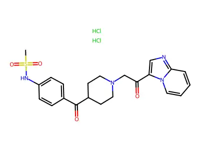 Methanesulfonamide, N-(4-((1-(2-imidazo(1,2-a)pyridin-3-yl-2-oxoethyl)-4-piperidinyl)carbonyl)phenyl)-, dihydrochloride structure