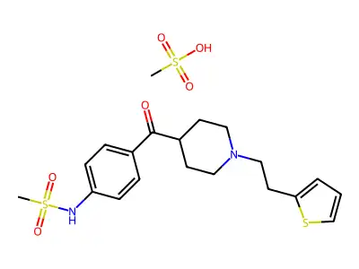 4-(4-Methylsulfonylaminobenzoyl)-1-(2-(2-thienyl)ethyl)piperidine methylsulfonate structure