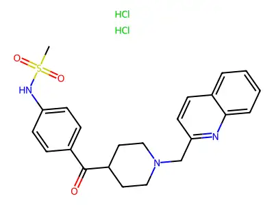 Methanesulfonamide, N-(4-((1-(2-quinolinylmethyl)-4-piperidinyl)carbonyl)phenyl)-, dihydrochloride structure
