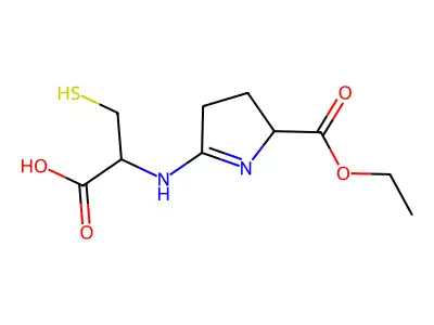 2-(1-Carboxy-2-mercaptoethylimino)-5-ethoxycarbonylpyrrolidine structure