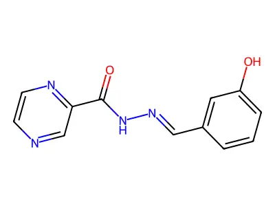 (E)-N'-(3-hydroxybenzylidene)pyrazine-2-carbohydrazide structure