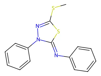 N-(5-(Methylthio)-3-phenyl-1,3,4-thiadiazol-2(3H)-ylidene)aniline structure